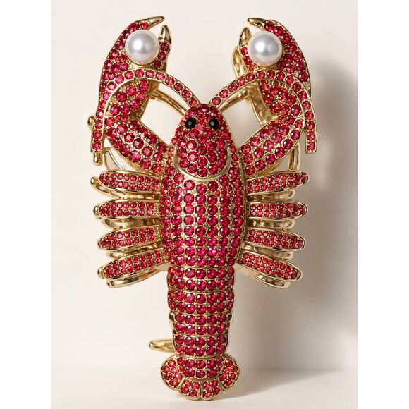 Boutique Accessories - 🔹️NWT Red Rhinestone & Faux Pearl Lobster Metal Hair Claw Clip